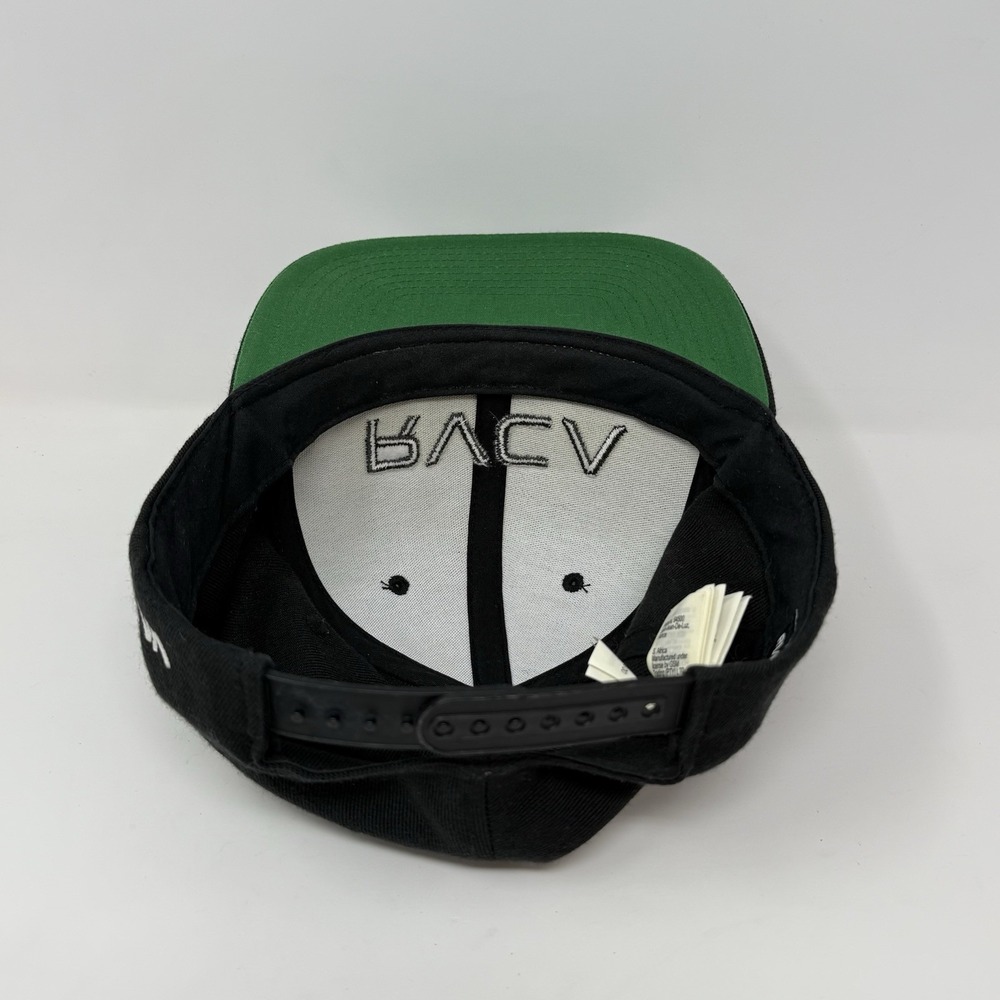 RVCA Snapback Hat Adjustable Flat Bill Mid‎ Fit Acrylic Wool Surfer Cap Black - Picture 5 of 9